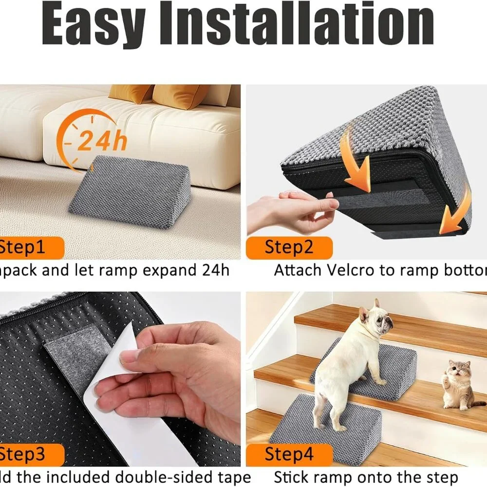 Dog Ramp for Stairs for Small & Senior Dogs and Cats (Gray, 6 Pack)